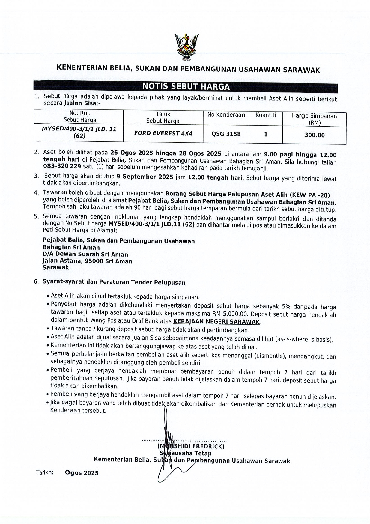 NOTIS SEBUT HARGA